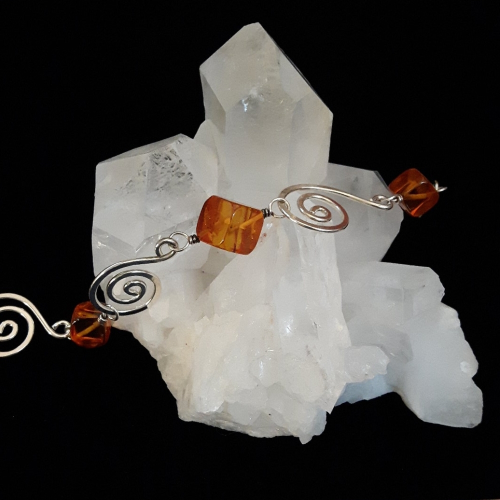 Sterling silver amber bracelet